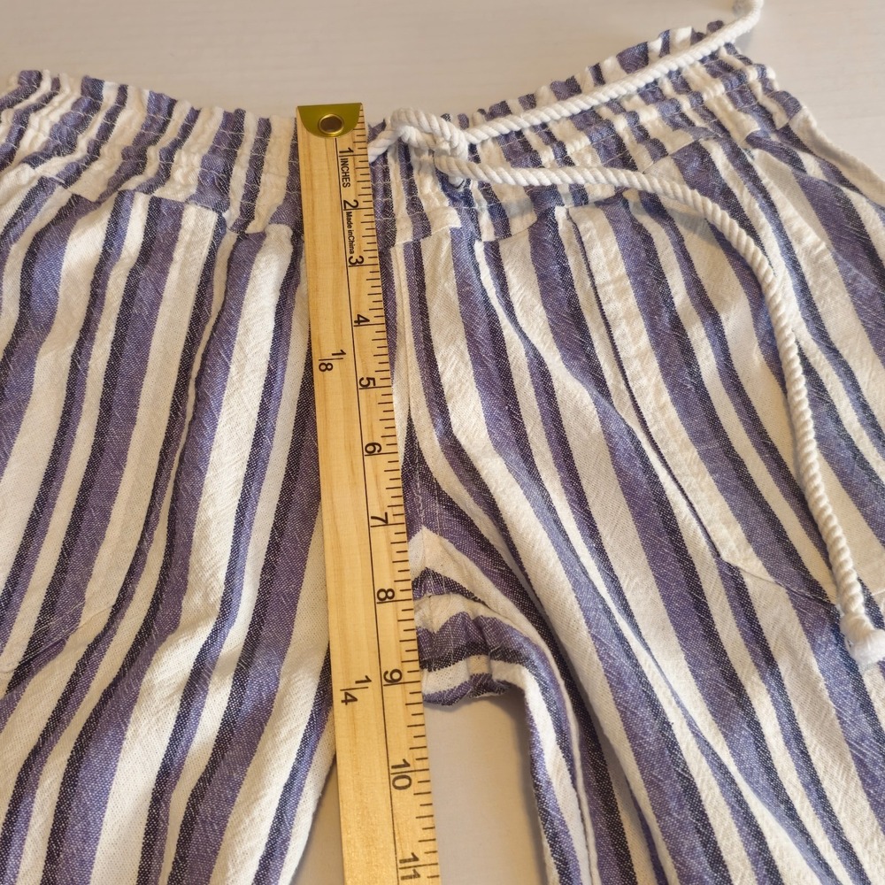 Roxy Oceanside Beach Pants Womens XS Blue White Striped Flared Leg Low Rise - Picture 8 of 12